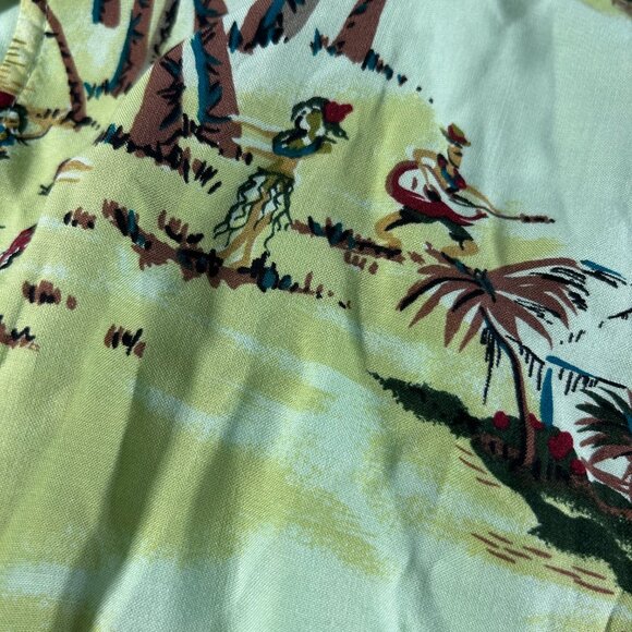 Holly Lane Shirt Hawaiian Size Large Hula Girls Sleeveless Tropical Palm Trees - Picture 7 of 8